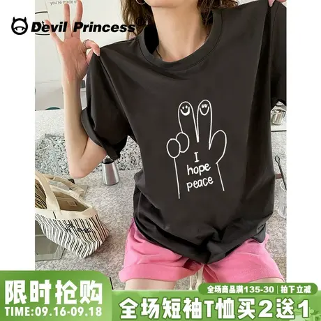 小众简约风休闲百搭深灰色短袖女t恤vintage复古韩系宽松上衣夏季图片