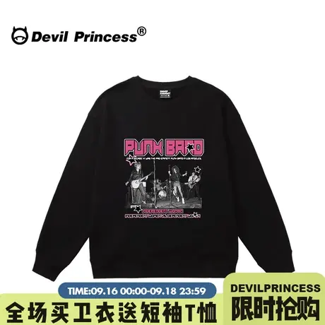 hiphop摇滚嘻哈风黑色无帽卫衣女宽松大版美式超火套头上衣ins潮图片