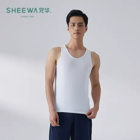 兄华男背心四季丝光白色弹力莫代尔打底健身运动跨栏背心薄款3件商品大图