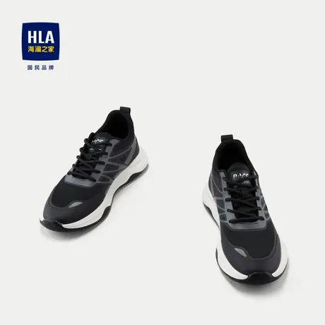 HLA/海澜之家时尚系带休闲鞋2024新款平跟透气网布内里运动鞋子男商品大图