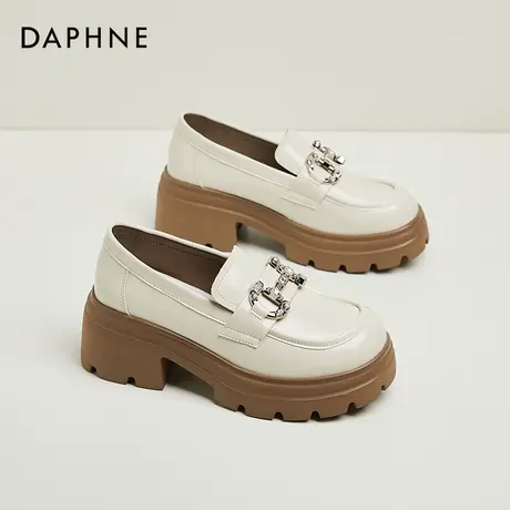Daphne达芙妮 小个子网红穿搭~乐福鞋女配裙子粗跟一脚蹬厚底单鞋商品大图
