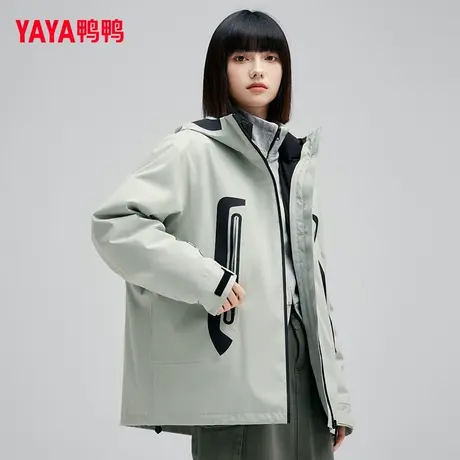 鸭鸭冰壳联名款情侣款羽绒服2023年时尚新品连帽时尚户外冲锋衣Y图片