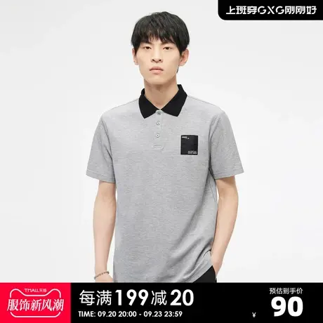 GXG23年夏新品个性潮流撞色口袋装饰休闲情侣宽松Polo衫男短袖商品大图