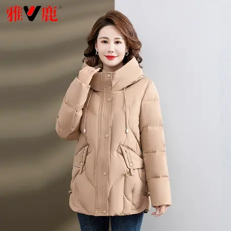 雅鹿中老年羽绒服女短款2023新款中年妈妈装鸭绒保暖品牌外套冬季图片