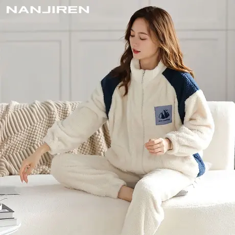南极人珊瑚绒睡衣女冬季款加厚加绒可外穿保暖法兰绒家居服套装HJ图片