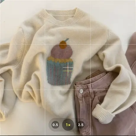 软糯甜美蛋糕提花浣熊绒圆领套头毛衣女2022冬宽松百搭羊毛针织衫商品大图