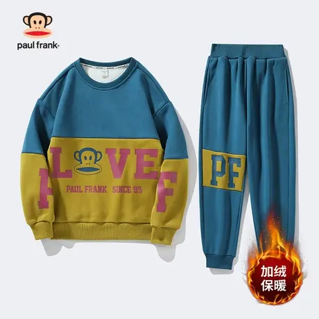 大嘴猴童装儿童卫衣加绒套装男童圆领2023秋冬新品中大童保暖两件商品大图