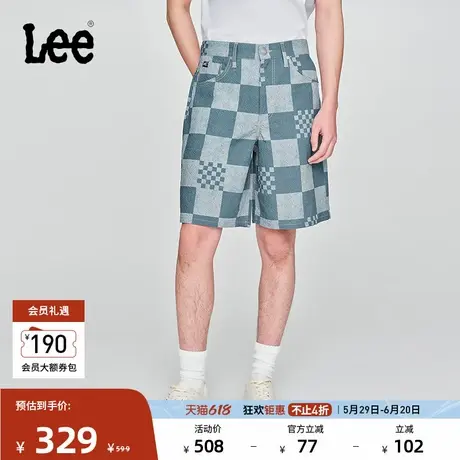 Lee25春夏新品舒适版经典五袋款设计蓝色格纹男短裤休闲潮A08019商品大图