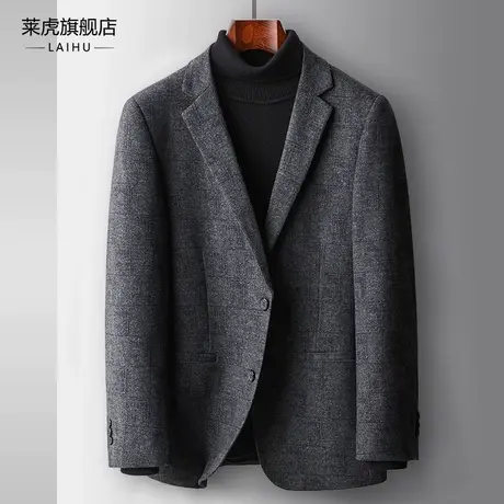 秋冬季休闲小西服上衣新款商务百搭帅气中年男士单件呢子西装外套商品大图