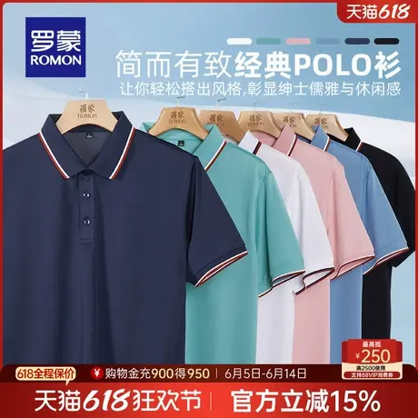 罗蒙男士休闲短袖Polo衫2025夏季薄款时尚翻领T恤衫简约百搭上衣商品大图