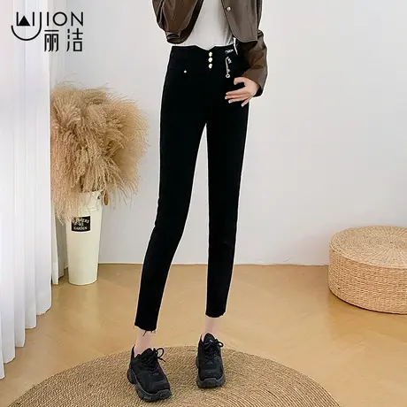 高腰牛仔裤女春秋季新款显瘦黑色裤子修身秋冬九分紧身铅笔小脚裤图片