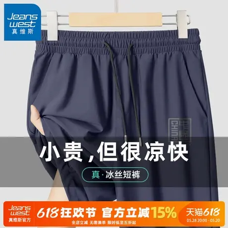 GV真维斯男士五分短裤夏季宽松大码冰丝沙滩裤男款外穿速干裤子A商品大图