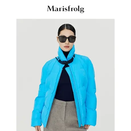 【轻云系列】玛丝菲尔冬季新款亮蓝色截短式羽绒服商品大图