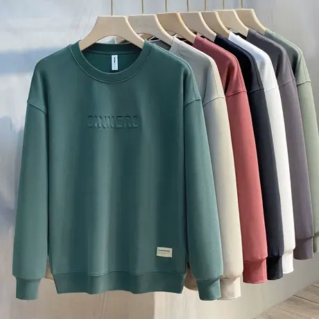 男士潮牌圆领长袖卫衣男士韩版宽松上衣服男2023春秋新款打底衫男商品大图