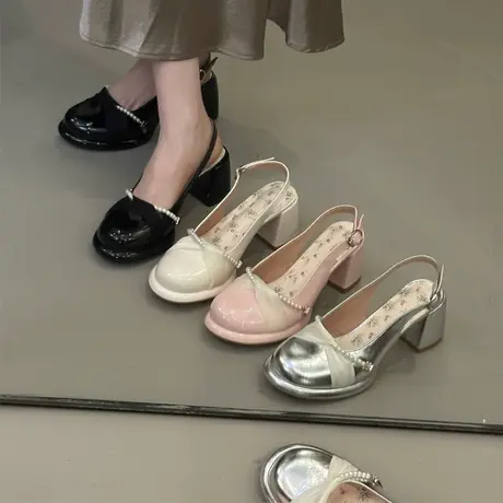 巨好看法式包头凉鞋女款夏季2025新款绝美不累脚粗跟配裙子高跟鞋商品大图
