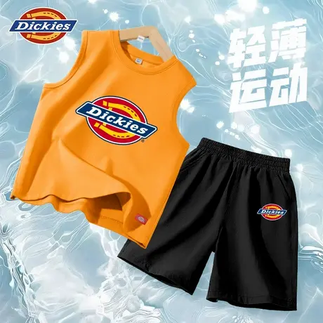 Dickies童装男童夏装套装儿童夏季纯棉背心男孩速干轻薄运动裤子A商品大图