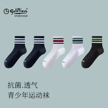 金利来青少年运动袜夏季透气棉袜7A抗菌大童条纹篮球学生跑步袜商品大图