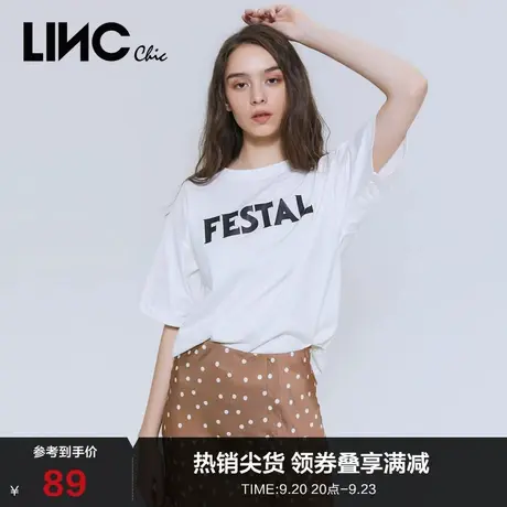 LINCCHIC金羽杰T恤女简约露背设计圆领短袖t恤女 2021354商品大图