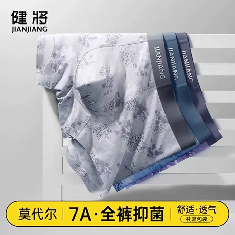 健将男士内裤男款高档莫代尔无痕平角裤品牌男式抗菌透气四角短裤商品大图