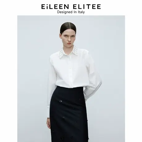 朗姿欧洲EiLEEN ELITEE纯棉设计感内搭衬衣2025春新款长袖白衬衫图片