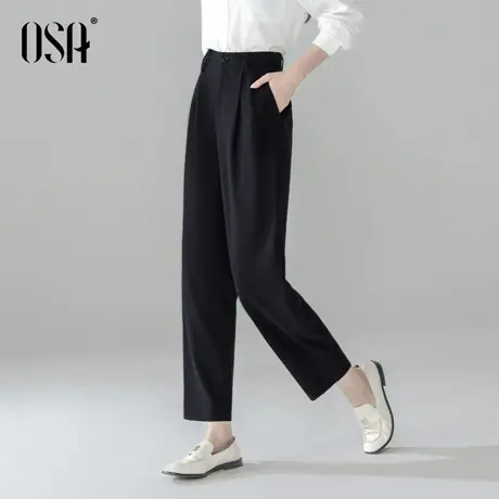 OSA欧莎直筒显瘦九分休闲裤女2024年秋新款宽松遮肉通勤百搭裤子商品大图