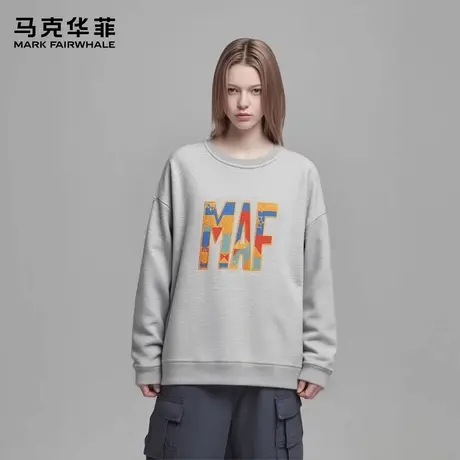 马克华菲 deer 纯色男女款卫衣春秋季2025新款圆领宽松大码打底衫商品大图