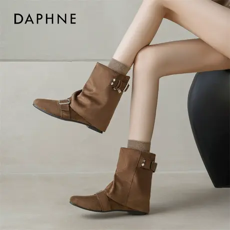 达芙妮美拉德短靴女2025冬季新款复古堆堆裤管靴西部牛仔马丁靴子商品大图