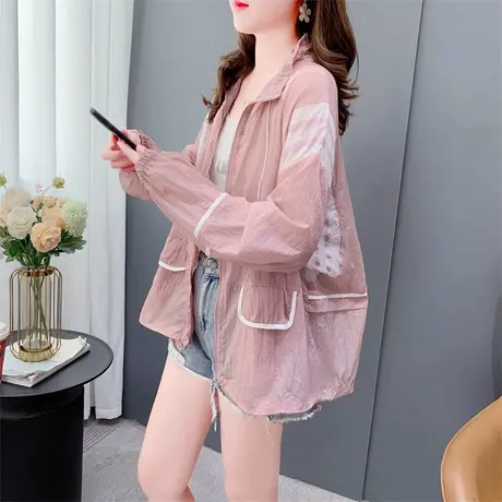 宽松休闲立领长袖防晒服外套女夏季2023新款时尚百搭显瘦薄款上衣商品大图