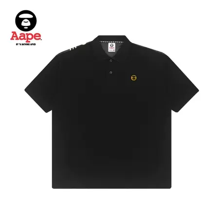 Aape男装春夏猿颜徽章烫金哥特体字母印花POLO衫0721XXG图片