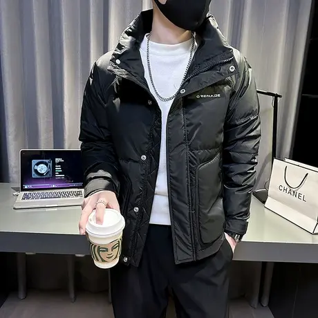 2023年冬季保暖男装外套新款工装帅气立领口袋轻薄羽绒服防寒加厚图片
