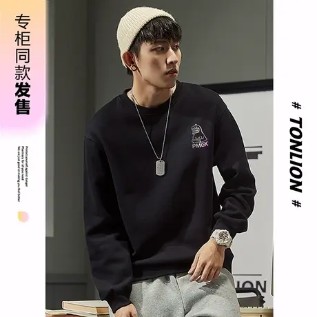 [商场同款]唐狮春秋季男卫衣潮酷小恐龙圆领卫衣休闲宽松百搭外图片