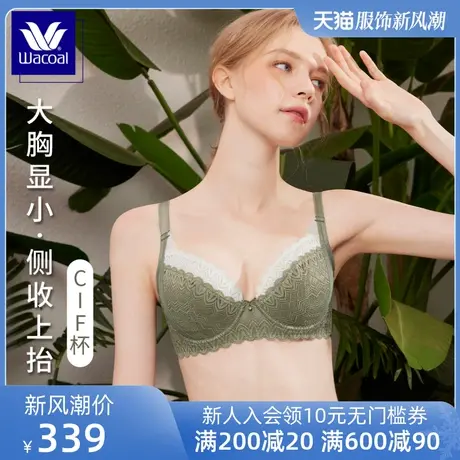 华歌尔蓝标Wacoal薄款透气全罩杯内衣女大胸显小大码文胸WB8423商品大图