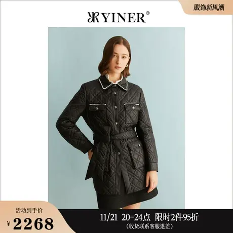 YINER音儿专选女装冬季白鸭绒羽绒服POLO领保暖真皮外套商品大图