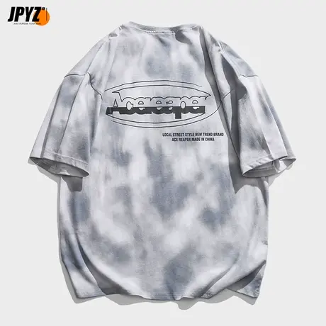 渐变短袖t恤男生潮流设计感小众ins潮牌美式复古上衣情侣装夏装商品大图