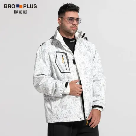 胖哥哥大码外套男迷彩连帽宽松时尚胖子肥佬男装上衣加肥加大春季商品大图