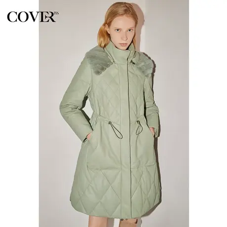 COVER冬季水貂毛领绵羊皮白鹅绒羽绒皮草商品大图