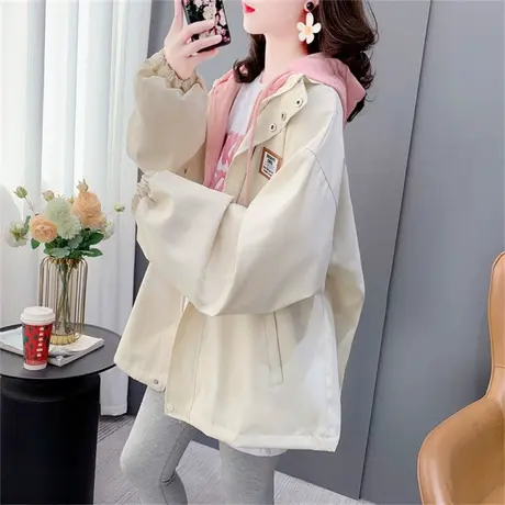 薄款假两件工装外套女学生2023年新款春秋宽松慵懒风洋气减龄上衣图片