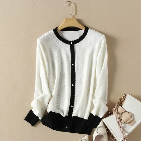 针织假开衫女春装2024新款宽松软糯内搭打底衫春秋毛衣爆款外套女商品大图