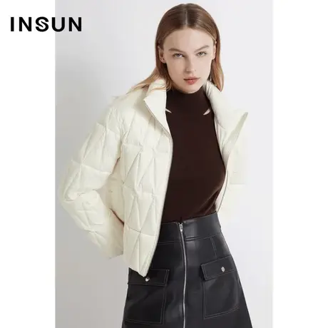 INSUN恩裳线上专选冬季菱形格纹鹅绒羽绒服图片