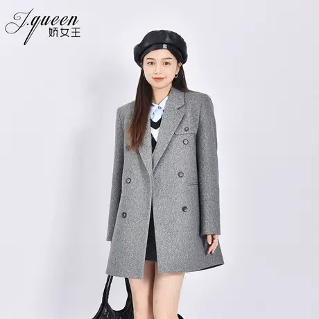 毛呢西装外套女春季新款气质通勤时尚高级感小个子中长款西服大衣商品大图