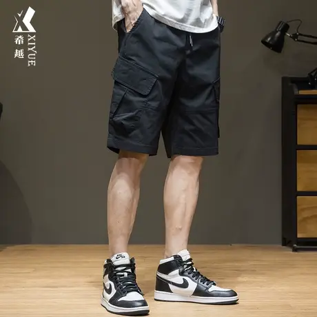 多袋设计工装短裤男夏季潮牌中裤男士薄款五分裤宽松大码休闲裤子图片
