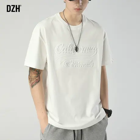 全棉男式白t恤衣服男短袖夏季男款纯棉打底上衣潮牌男装男士体恤商品大图