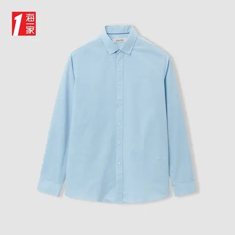 海一家扣领尖领青年休闲2024春季时尚舒适男士长袖衬衫商品大图