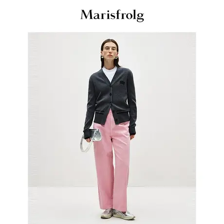 【商场同款】玛丝菲尔2024春季新款深灰色长袖针织衫开衫外套女商品大图