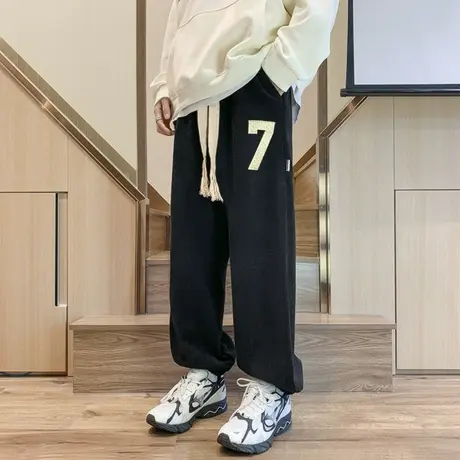 美式复古高街卫裤男秋冬季运动ins潮牌vibe风宽松束脚休闲长裤子商品大图