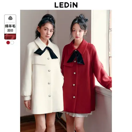 【空姐昕怡专享】乐町少女感毛呢外套女中长款2023年秋冬千金大衣图片