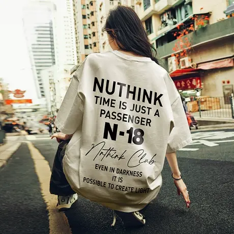 Nuthink美式街头重磅短袖男宽松潮流大码美潮字母T恤潮牌夏季半袖商品大图