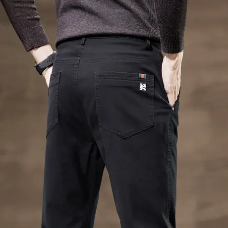 春秋款男士商务正装黑色西裤秋季中年爸爸装纯棉直筒休闲裤子秋天商品大图