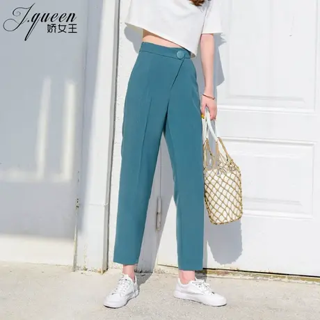 高腰哈伦裤女夏季休闲设计感显瘦烟管九分小脚萝卜裤时尚西装裤子图片