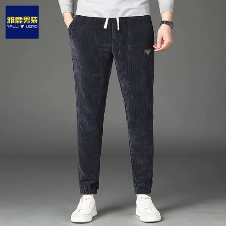 雅鹿男装灯芯绒束脚裤子男士秋冬季2023新款加绒加厚休闲裤长裤潮商品大图